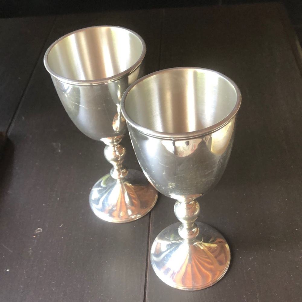 Two vintage Selangor pewter wine goblets